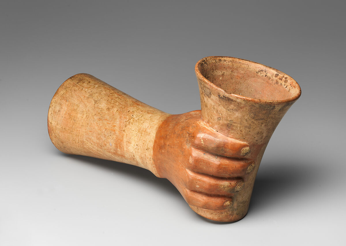 Hand with beaker, Inca artist(s), Ceramic, pigment, slip, Inca 