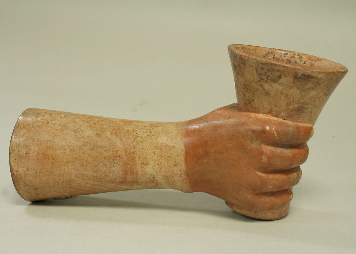 Hand with beaker, Inca artist(s), Ceramic, pigment, slip, Inca 