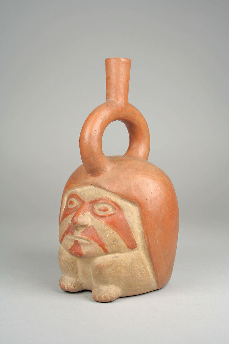 Stirrup Spout Bottle, Ceramic, pigment, Moche 