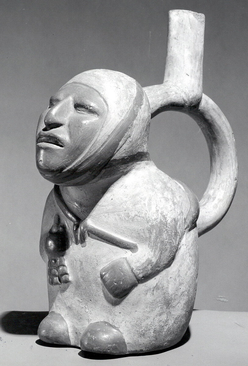 Stirrup Spout Bottle, Ceramic, pigment, Moche