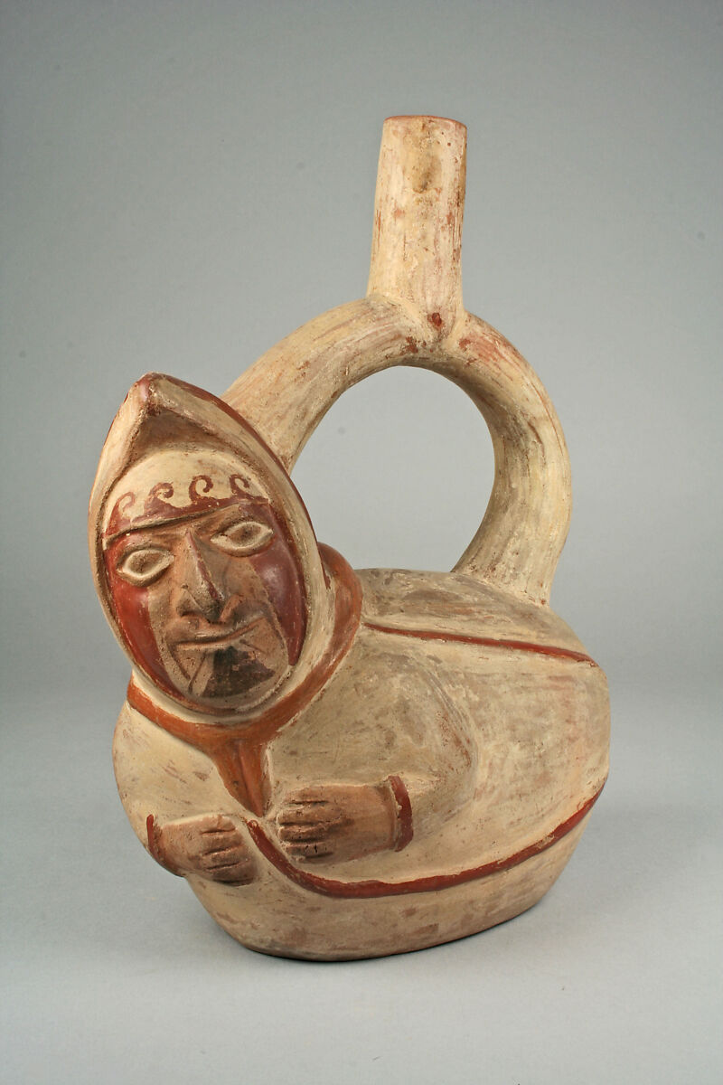 Stirrup Spout Bottle, Ceramic, pigment, Moche 