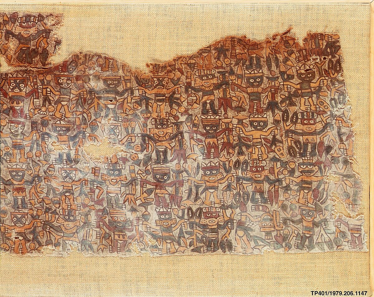 Dress Fragment, Cotton, pigment, Nasca