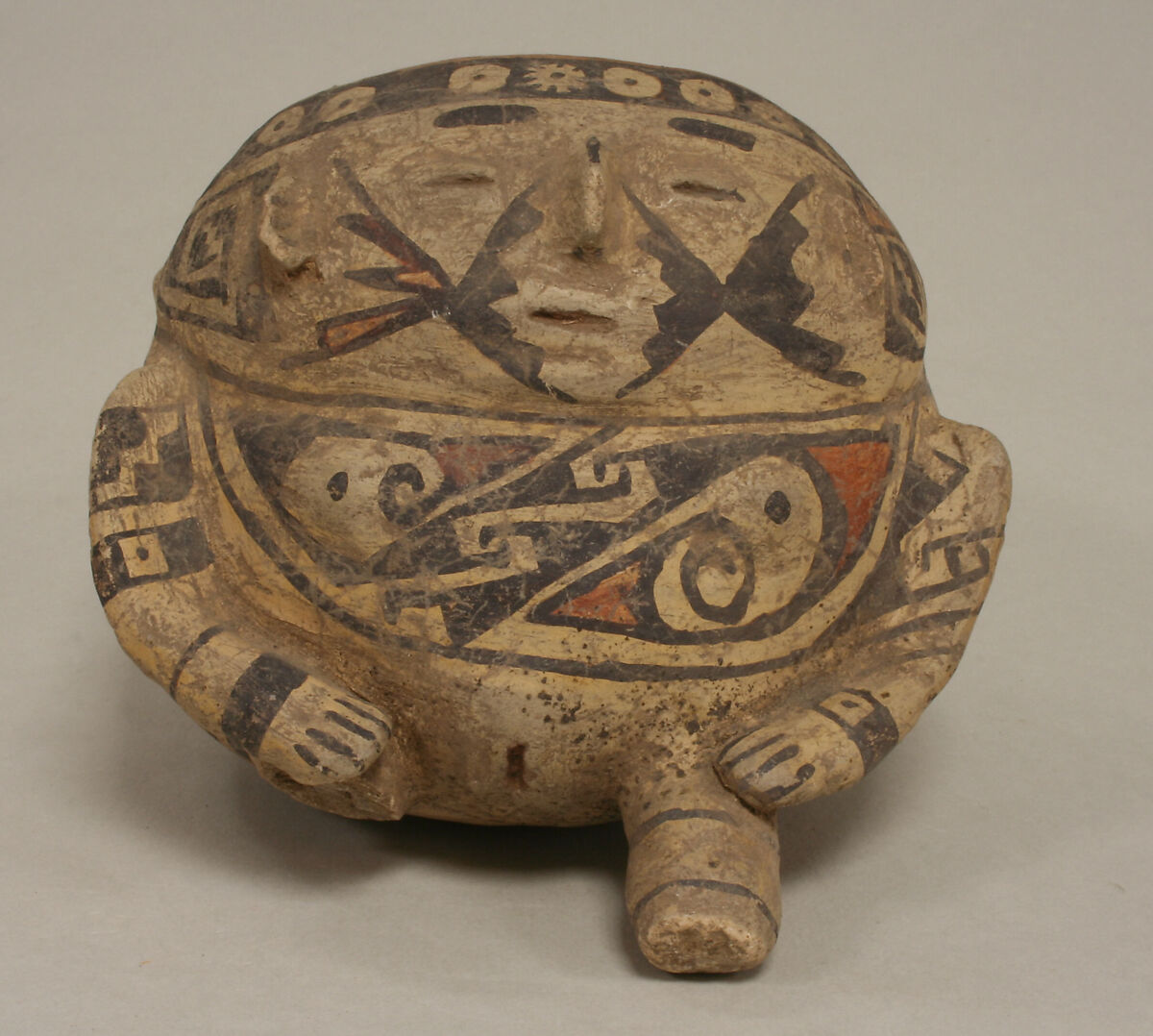 Painted Vessel in the Form of a Seated Woman, Ceramic, slip, pigment, Casas Grandes 