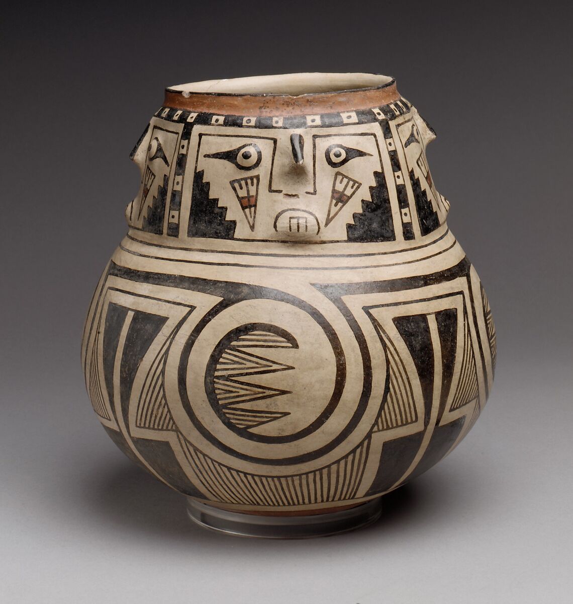 Jar with Four Faces, Ceramic, Casas Grandes 