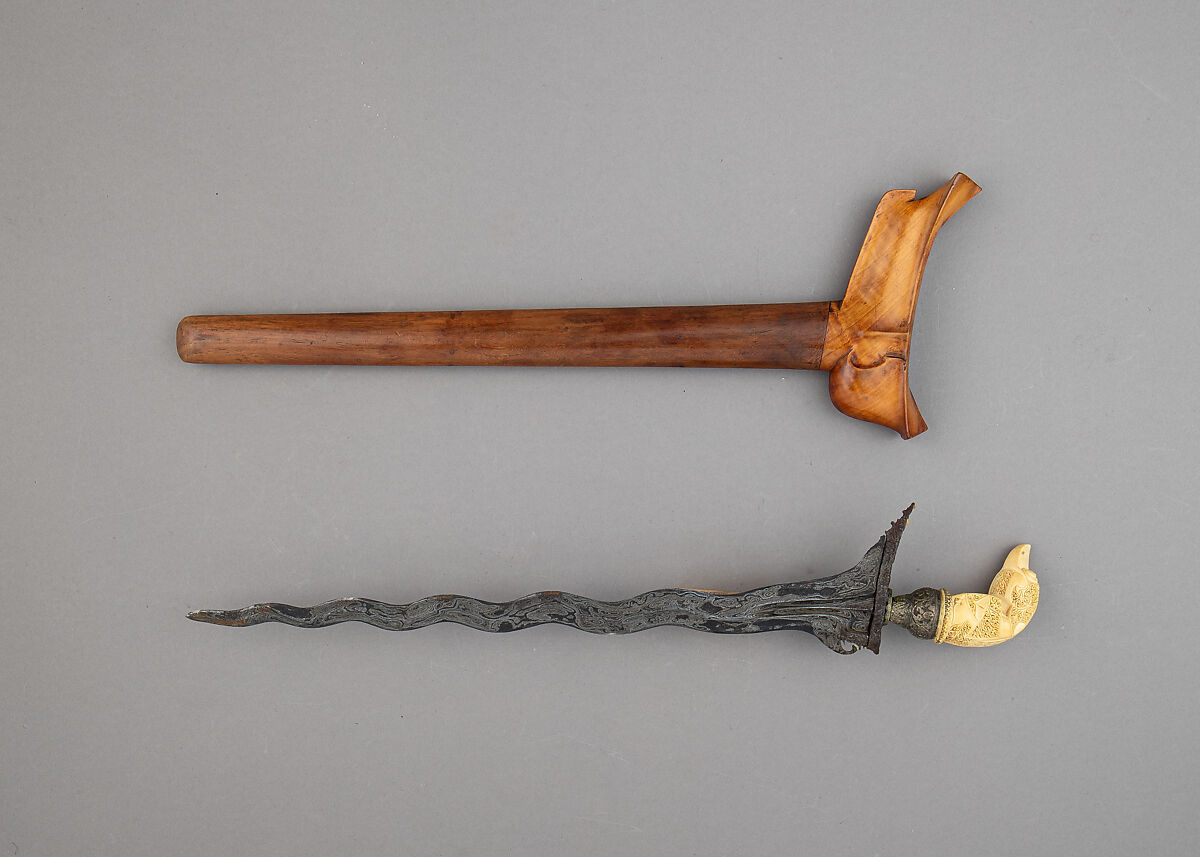 Kris with Sheath, Steel, wood, ivory, copper alloy, Sumatran