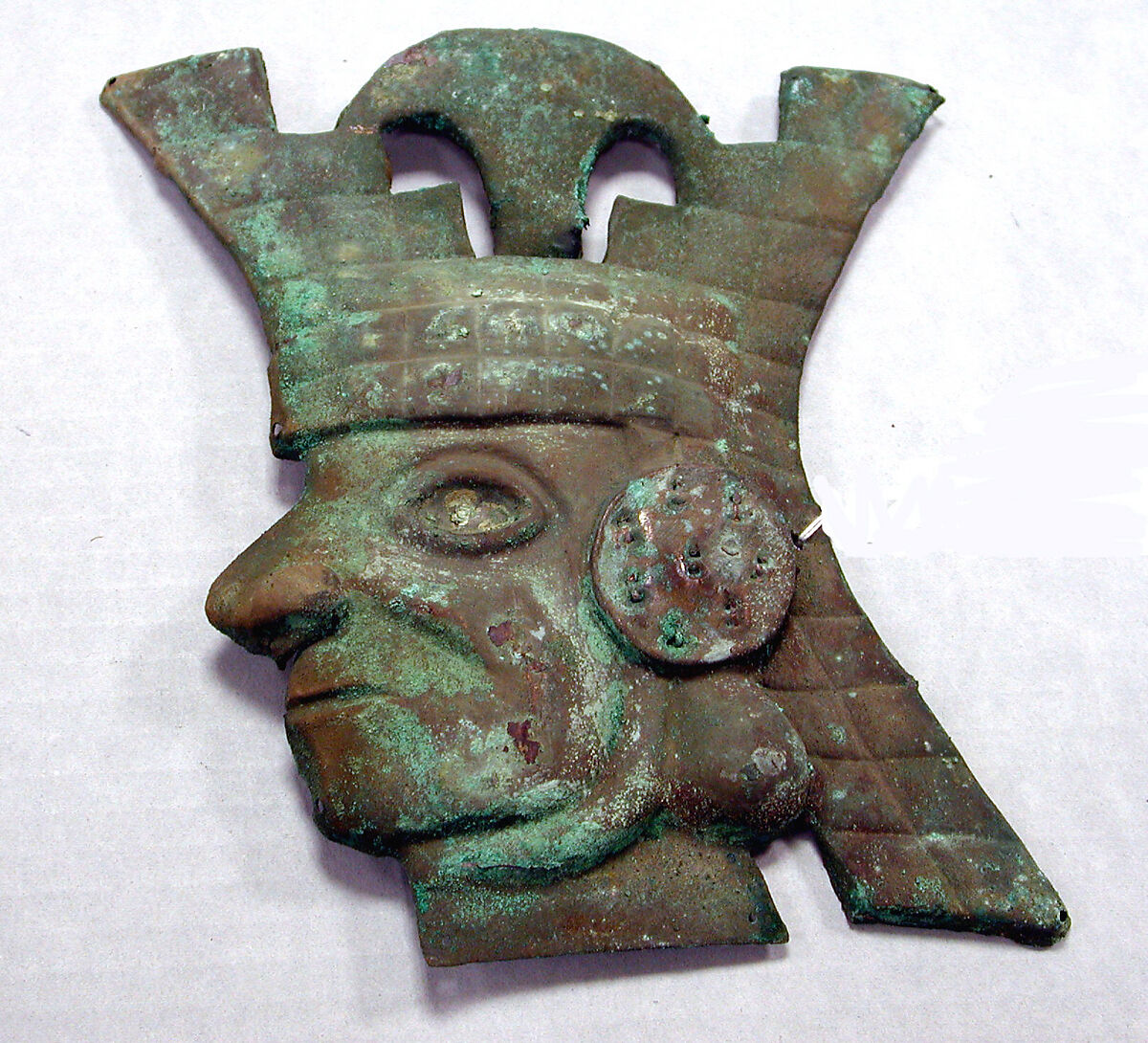 Profile Warrior Face, Silvered copper, Moche