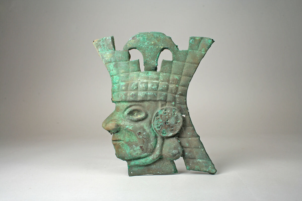 Profile Warrior Face, Silvered copper, Moche 