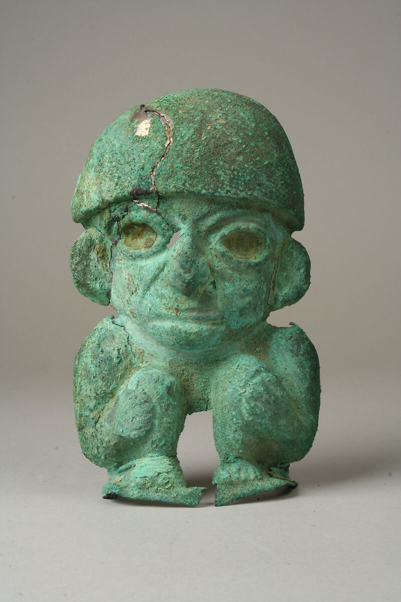 Seated Figure, Gilded copper, Moche