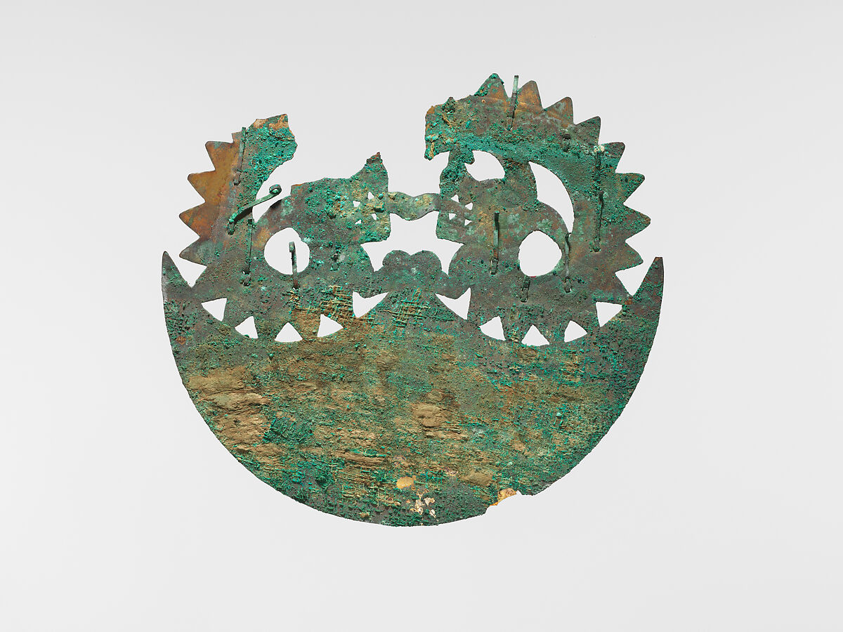 Crescent Ornament, Gilded copper, Moche 