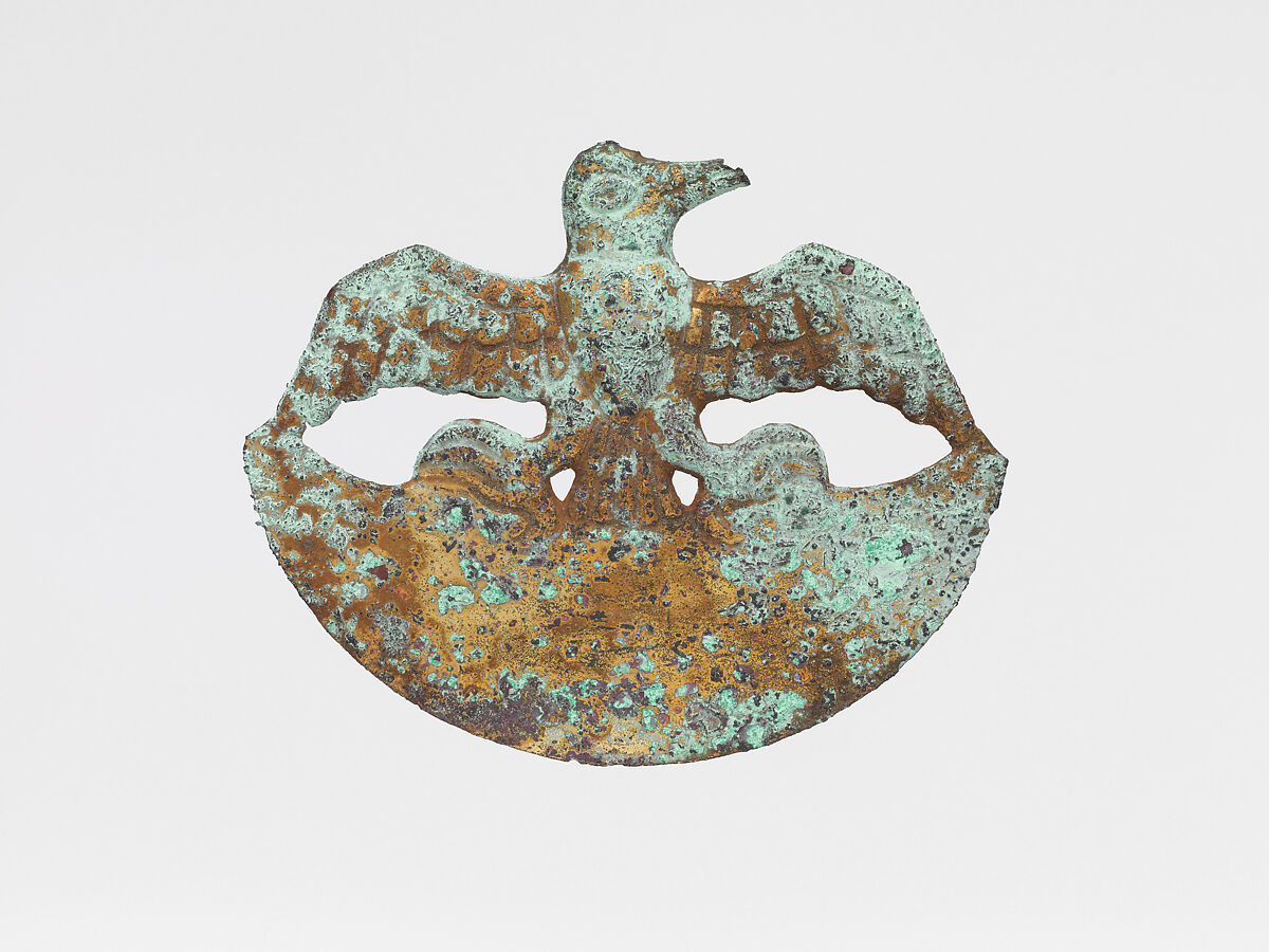 Crescent Ornament, Gilded copper, Moche 