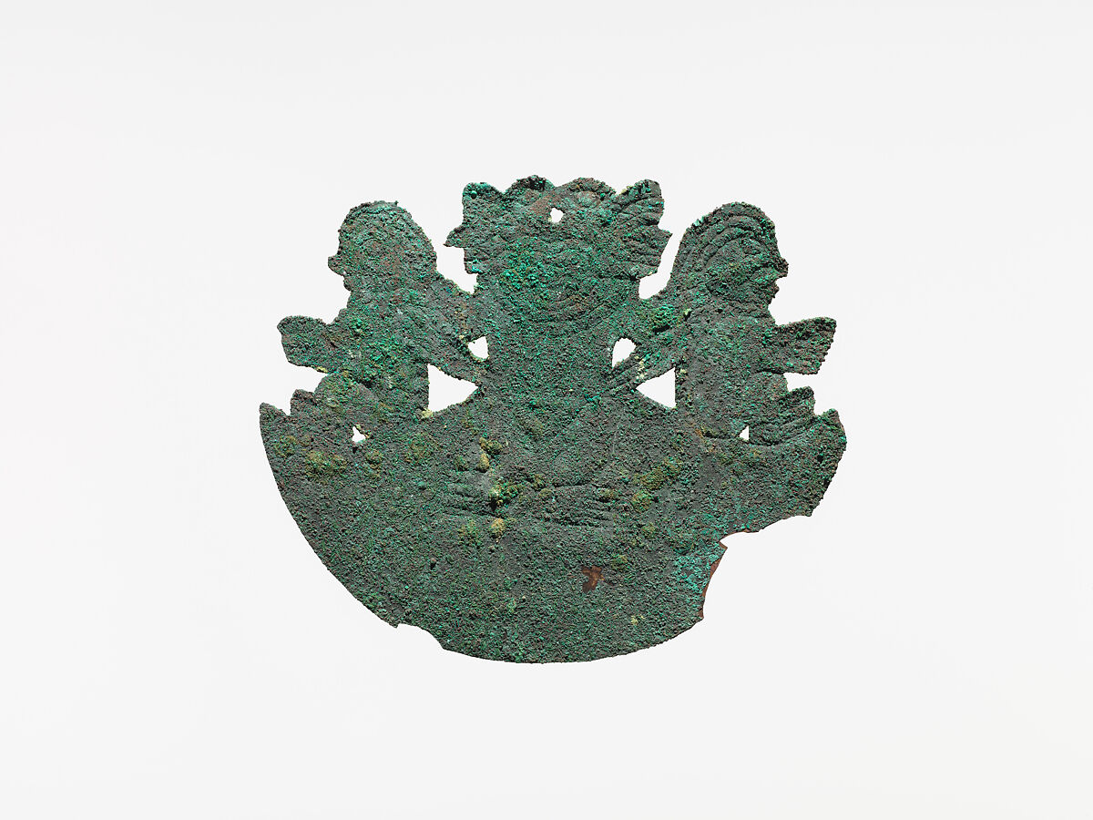 Crescent Ornament, Silvered copper, Moche 