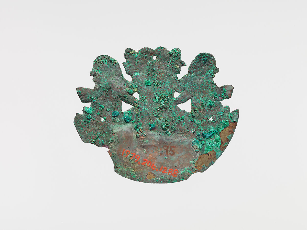 Crescent Ornament, Silvered copper, Moche