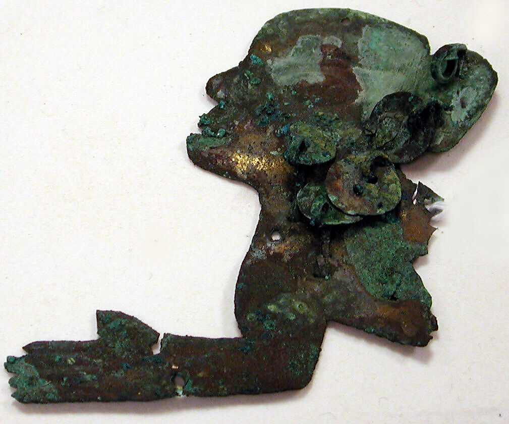 Figure Fragment, Silvered copper, Moche 