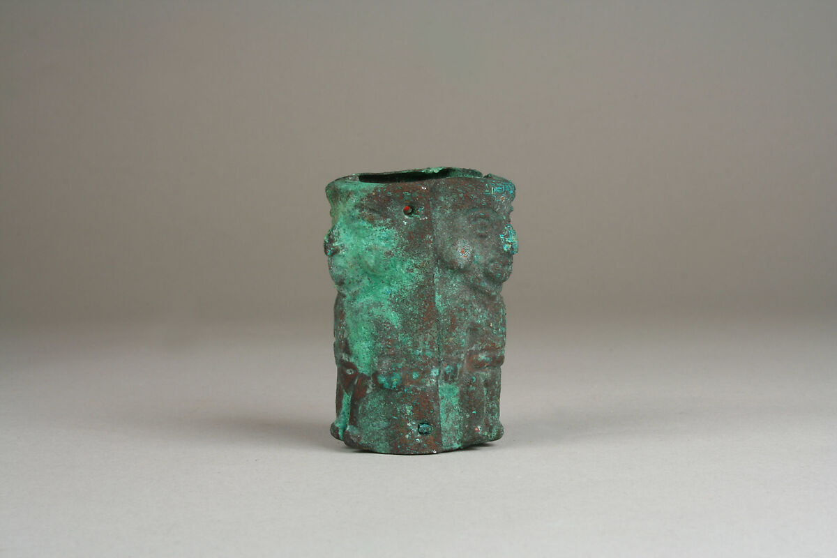 Staff Head, Gilded copper, silvered copper, Moche