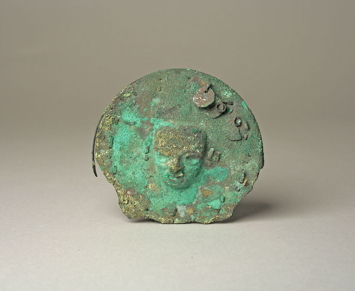 Earflare Frontal, Gilded copper, Moche 