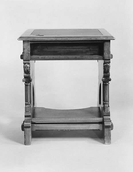 Desk, Designed by Leopold Eidlitz (1823–1906), Cherry, brass, leather, American