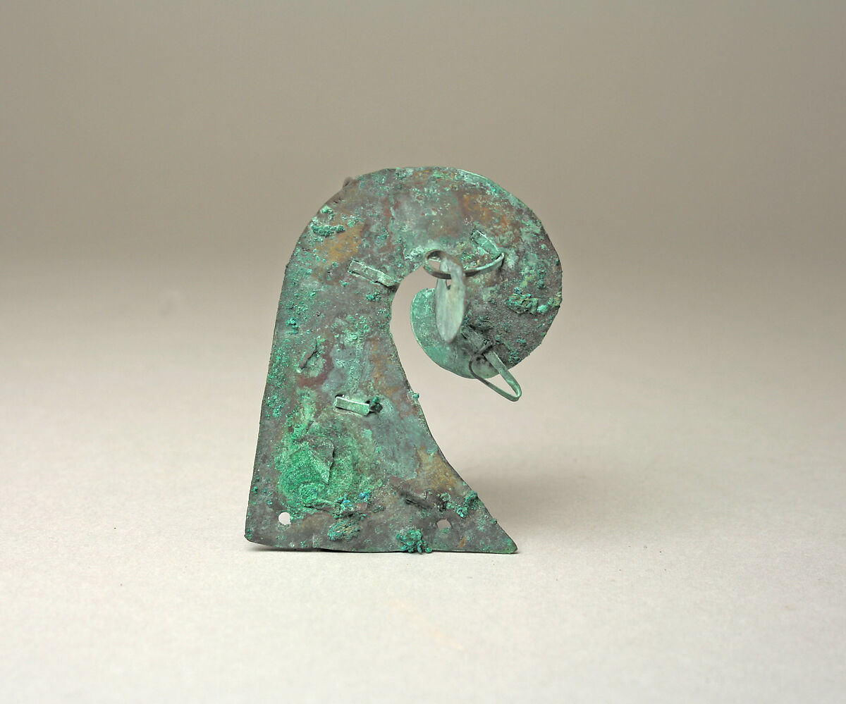 Ornament Fragment (?), Silvered copper, Moche 