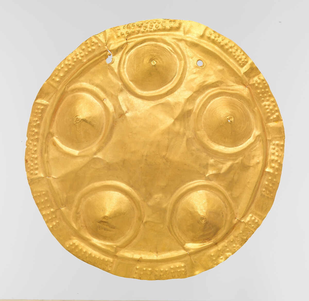 Pectoral Disk, Gold (hammered), leather (case), Veraguas (?) 