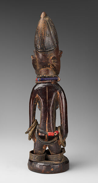 Twin Figure: Female (Ibeji), Yoruba artist, Wood, nails, camwood powder, brass, glass beads, Yoruba peoples