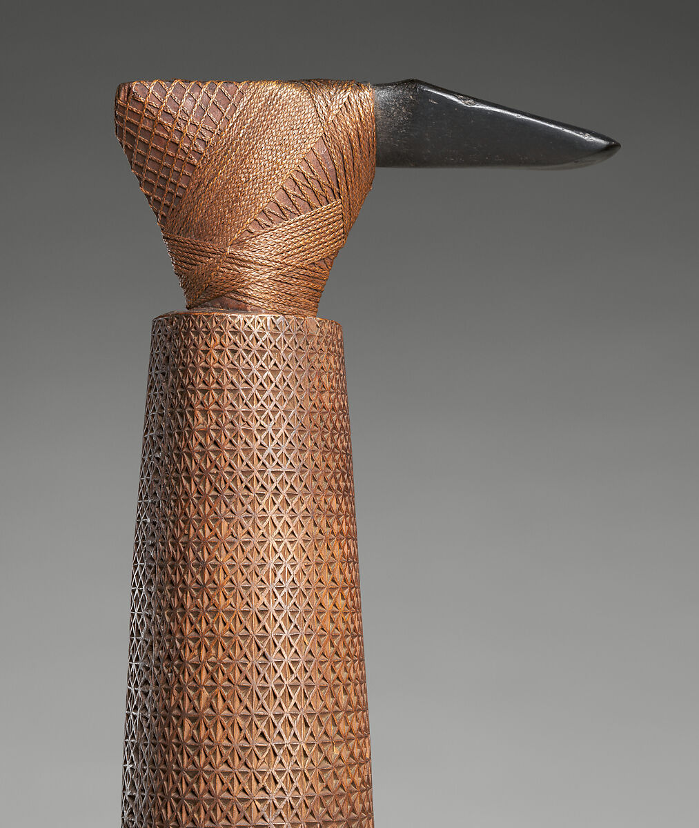 Toki (ceremonial adze), Cook Islands artist, Wood, stone, fiber, sharkskin, Cook Islands