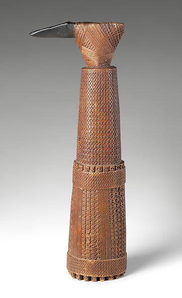 Ceremonial Adze, Wood, stone, fiber, sharkskin, Cook Islands 