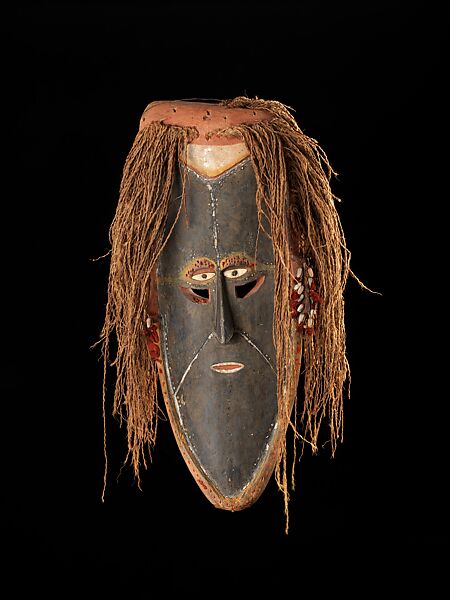 Mask (Mawa), Wood, paint, shells, cloth, wool, fiber, Torres Strait Islander 