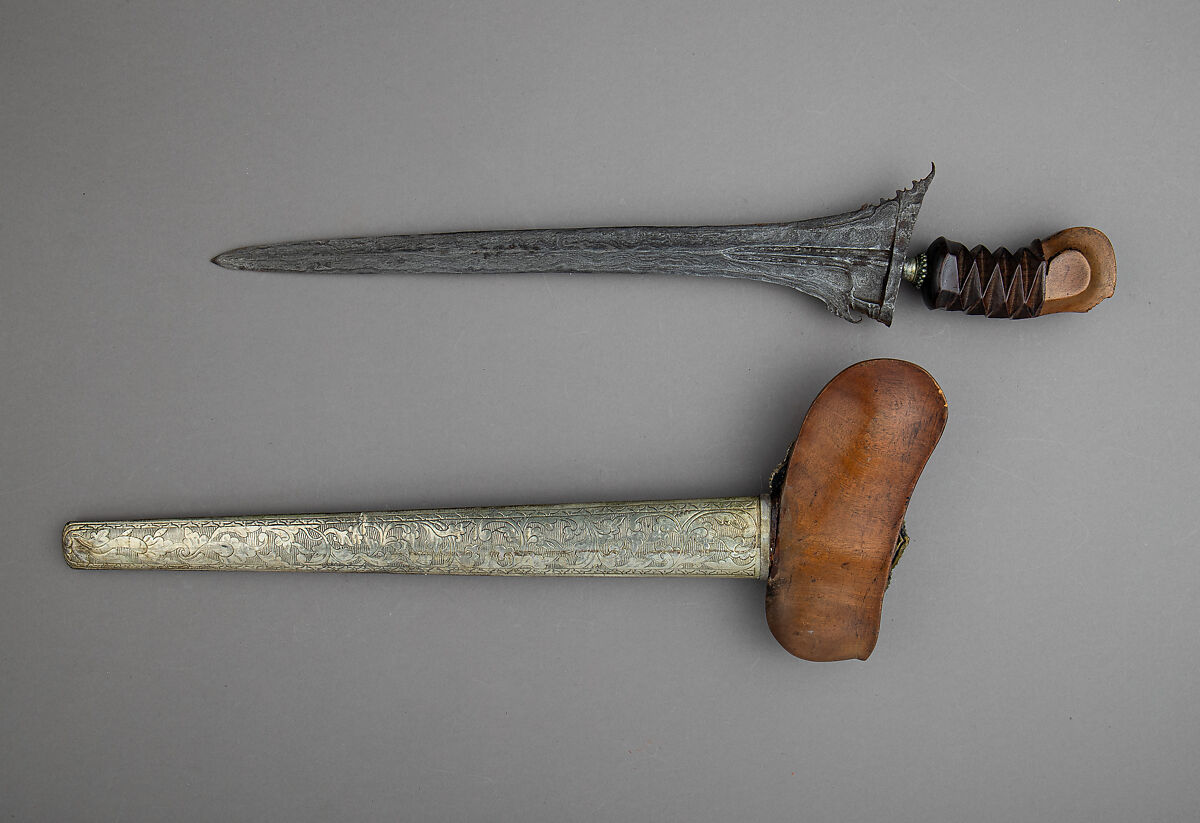 Kris with Sheath, Steel, wood, silver, Balinese