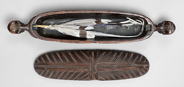 Treasure Box (Wakahuia), Wood, shell, feathers, fiber, Maori people