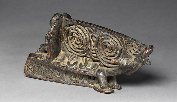 Model Canoe Prow, Wood, shell, Maori people