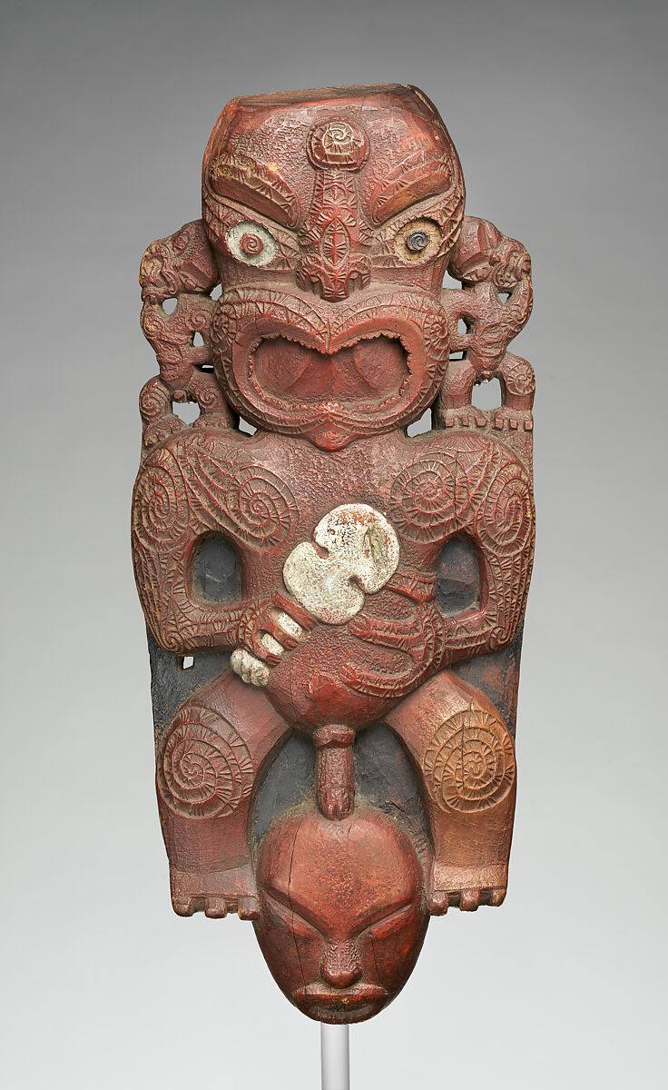 Gable figure (Tekoteko), Wood, paint, Maori people, Te Arawa 