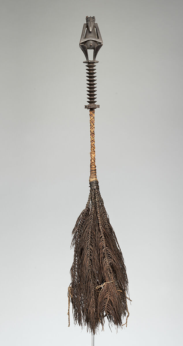 Flywhisk (tahiri ra’a), Wood, coconut fiber, human hair, Rurutu or Tupua'I Island 