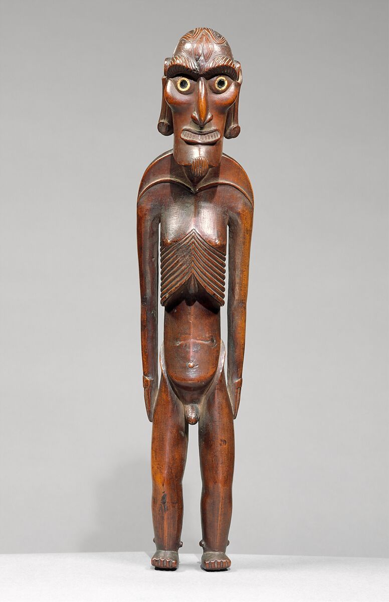 Male Figure (Moai Kavakava), Wood, obsidian, bone, Rapa Nui people 