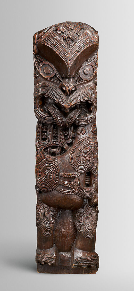 Amo (house post figure), Māori artist, Wood, Maori people, Te Arawa