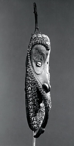 Mask (Mai), Wood, clay, cowrie and nassa shells, fiber, buttons, Iatmul people 