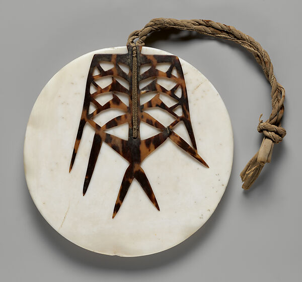 Breastplate (Tema, Tambe, or Tepatu), Tridacna shell, turtle shell, trade cloth, fiber, Santa Cruz Islands 