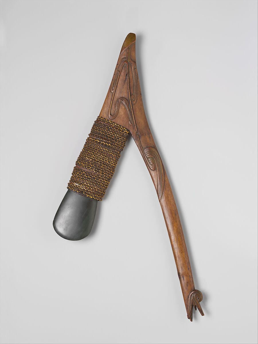 Ceremonial Axe, Wood, stone, fiber, Massim people 