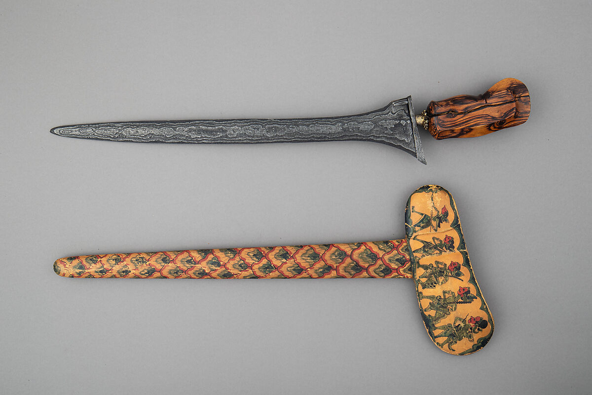 Kris with Sheath, Steel, wood, pigment, copper alloy, Balinese