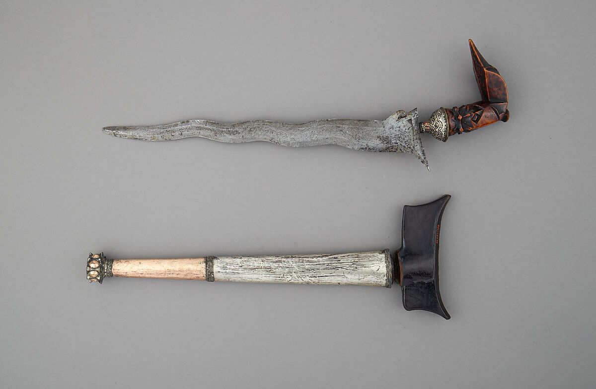 Kris with Sheath, Steel, wood, silver, copper alloy, Sumatran, Batak