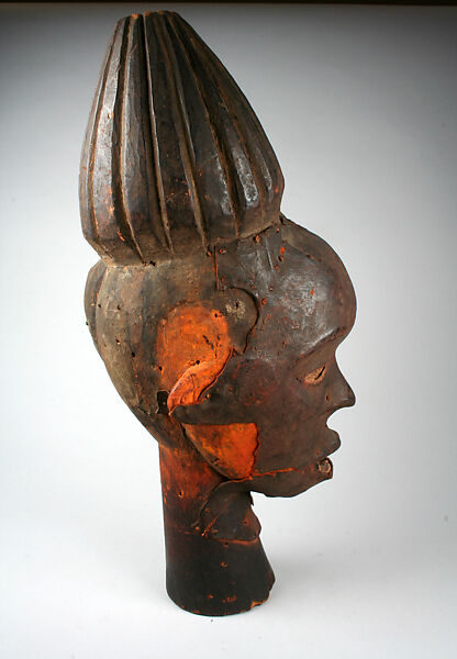 Headdress: Head, Ejagham artist, Wood, skin, pigment, iron nails, Ejagham peoples