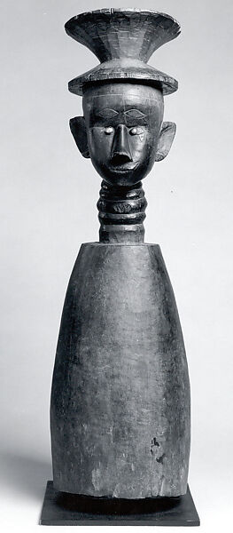 Figure: Female Head, Wood, pigment, brass tacks, Bidjogo peoples 