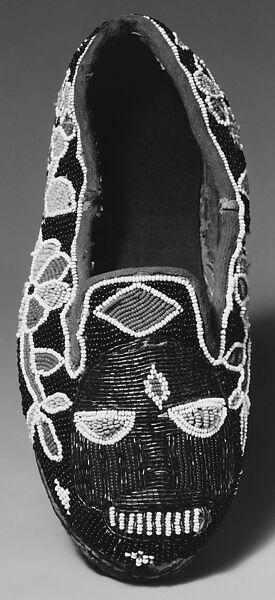 Shoe (Bata ileke), Workshop of Adesina, Leather, beads, cloth, Yoruba peoples