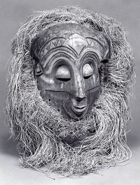 Mask, Wood, raffia, cane, twine, pigment, Holo peoples 