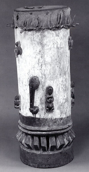 Male Drum, Fon artist, Wood, hide, pigment, cane, cord, Fon peoples