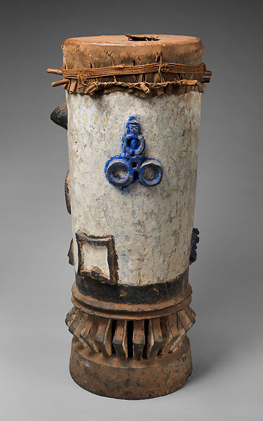 Female Drum, Fon artist, Wood, hide, pigment, cane, cord, Fon peoples