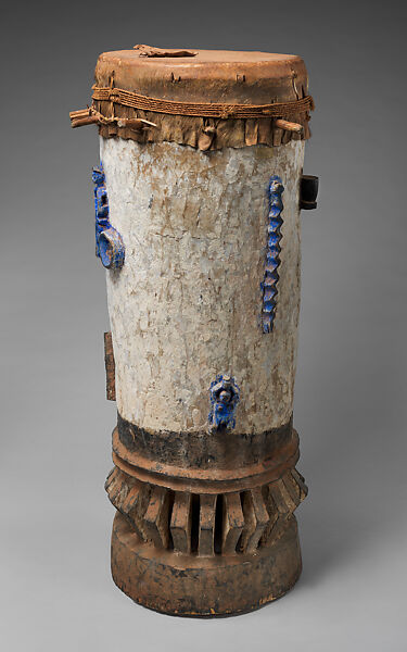 Female Drum, Fon artist, Wood, hide, pigment, cane, cord, Fon peoples
