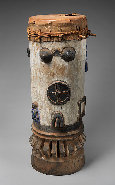 Female Drum, Wood, hide, pigment, cane, cord, Fon peoples 