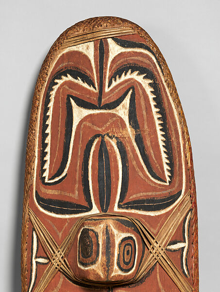 Shield, Wood, paint, fiber, Sulka people