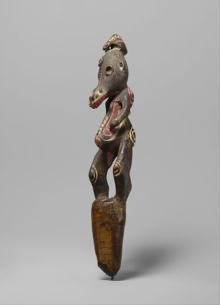 Flute Stopper, Wood, paint, shell, Biwat people 