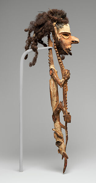 Belt Ornament, Wood, hair, shell, fiber, Biwat people