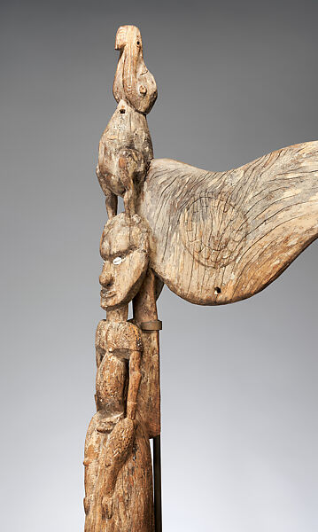 Finial for a Ceremonial House, Wood, cowrie shells, paint, Sawos people